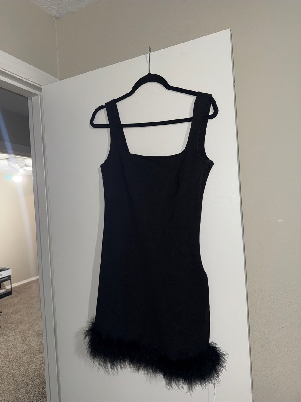 Forever 21 Black Mini Dress with Feather Hem